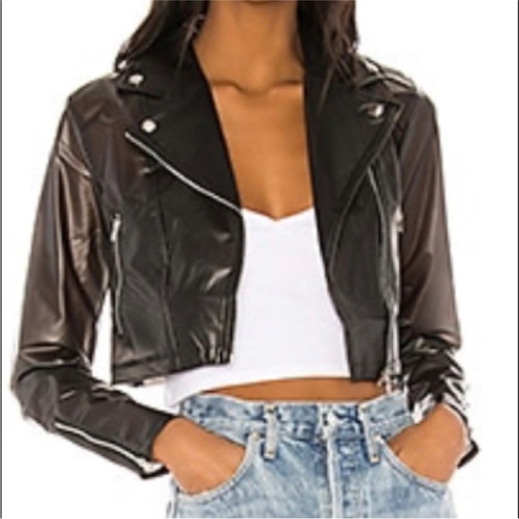 Superdown Sheer Black Vinyl Cropped Moto Jacket PVC Transparent Unlined Sz Small - Picture 13 of 13